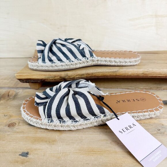NWT Serra Canvas Striped Espadrilles Sandals Slides Size 8 Slip On - Picture 6 of 6